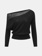 Semitransparente Panel Hombros Descubiertos Punto Co-ord Set