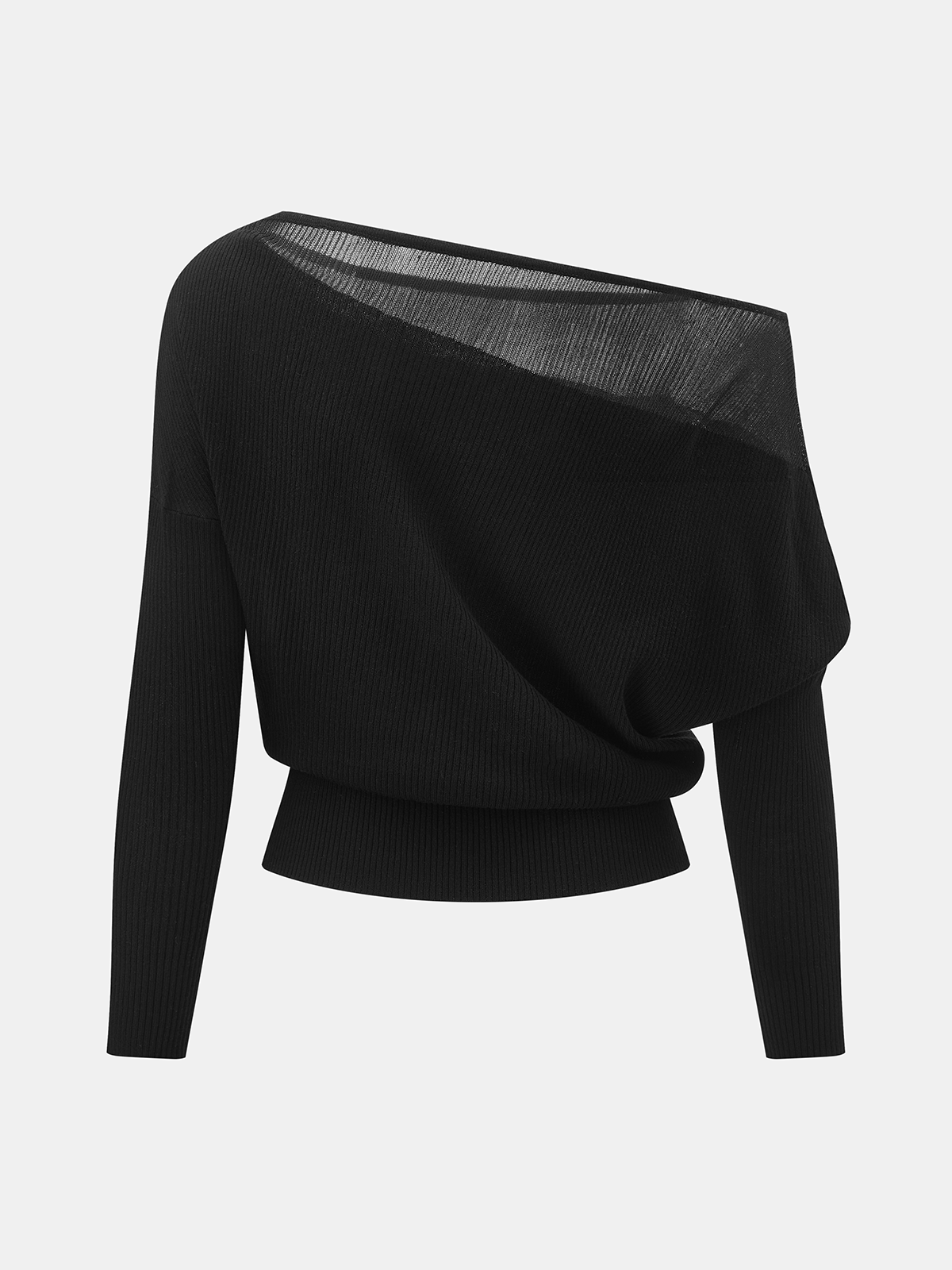 Semitransparente Panel Hombros Descubiertos Punto Co-ord Set