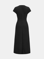 Drapeado cuello cintura-Knot Split Vestido Largo