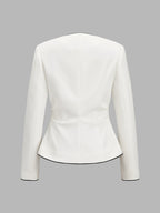 Contraste-ribete Escote V Botones Metálicos Fitted Blazer
