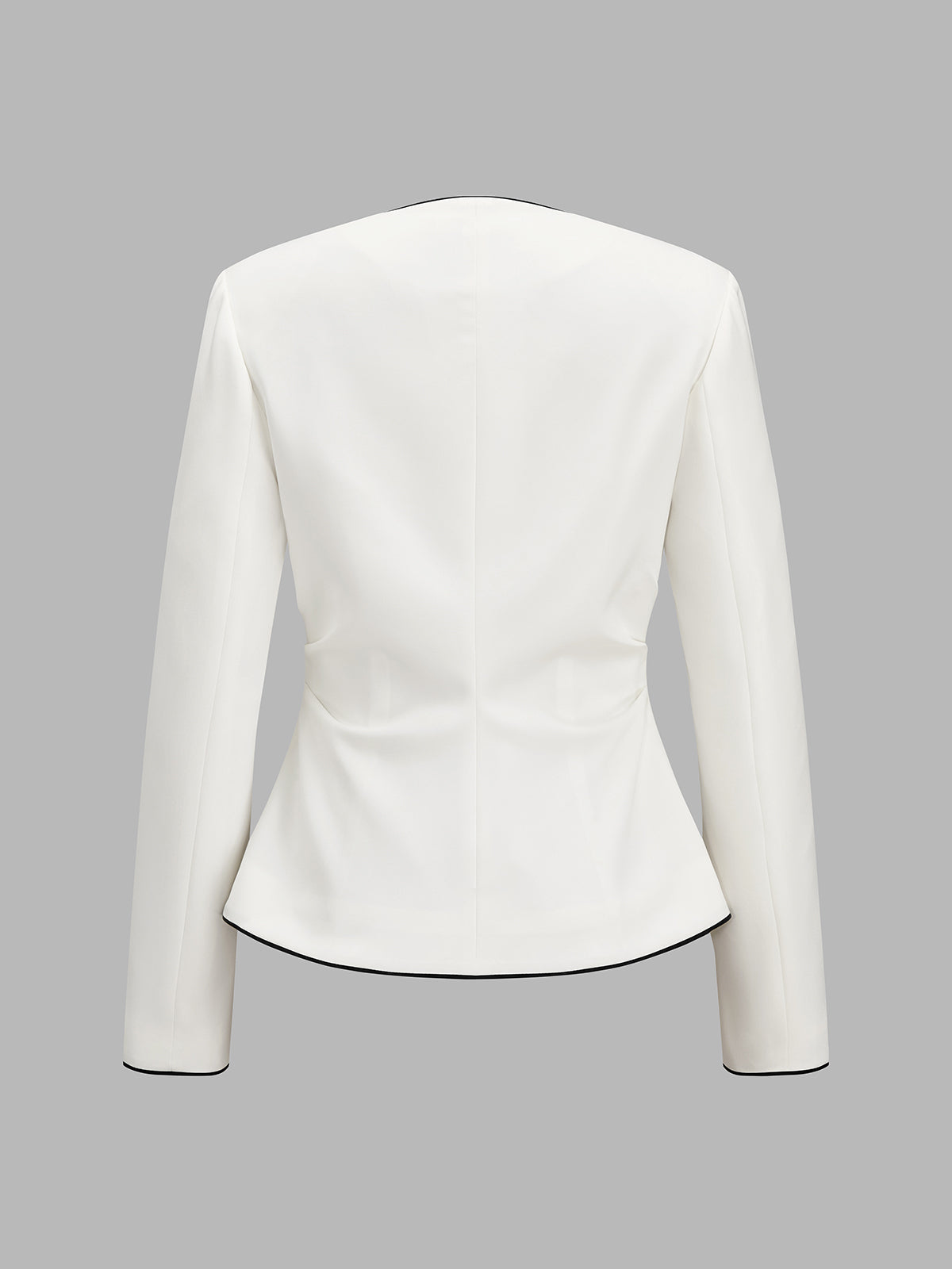 Contraste-ribete Escote V Botones Metálicos Fitted Blazer