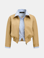 Faux Dos Piezas Rayas Camisa inserto Bomber Chaqueta
