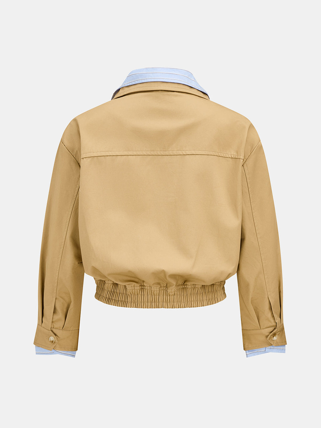 Faux Dos Piezas Rayas Camisa inserto Bomber Chaqueta