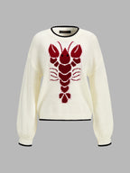 Lobster Jacquard Ribete en Contraste Punto jersey