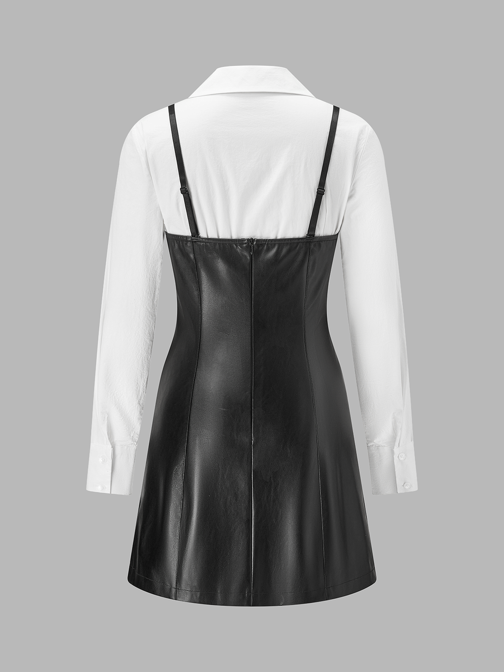 Faux-Leather Vestido & Camisa Dos Piezas Set