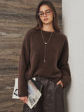 Drop Shoulder Fluido Mezcla de Lana Fuzzy jersey