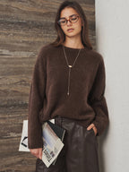 Drop Shoulder Fluido Mezcla de Lana Fuzzy jersey