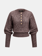Marled Punto Henley cuello Mezcla de Lana jersey