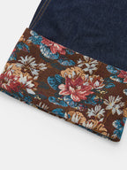 Floral Cuff Turn-Up Pierna Ancha Jeans