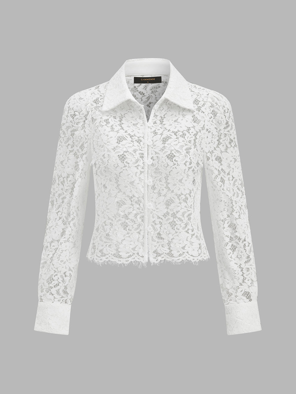 Semitransparente Floral Encaje Cropped botón Camisa