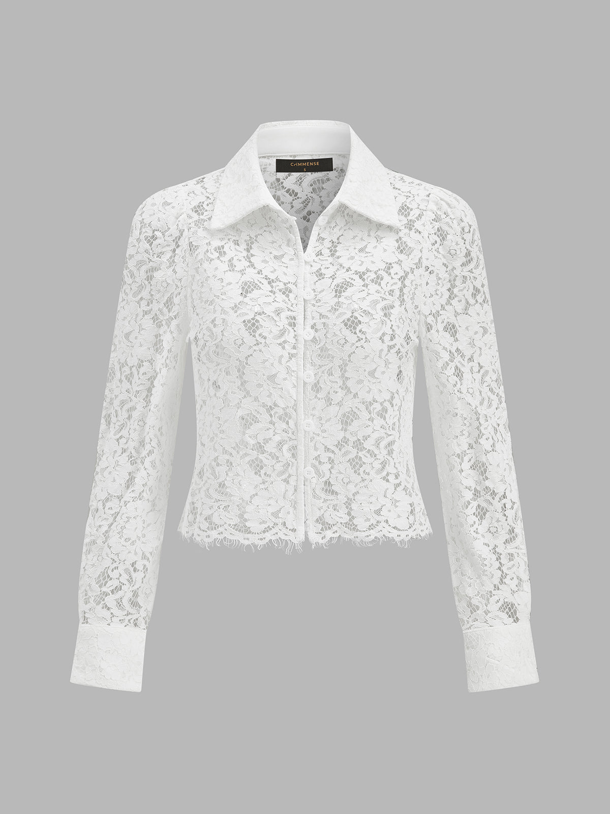 Semitransparente Floral Encaje Cropped botón Camisa