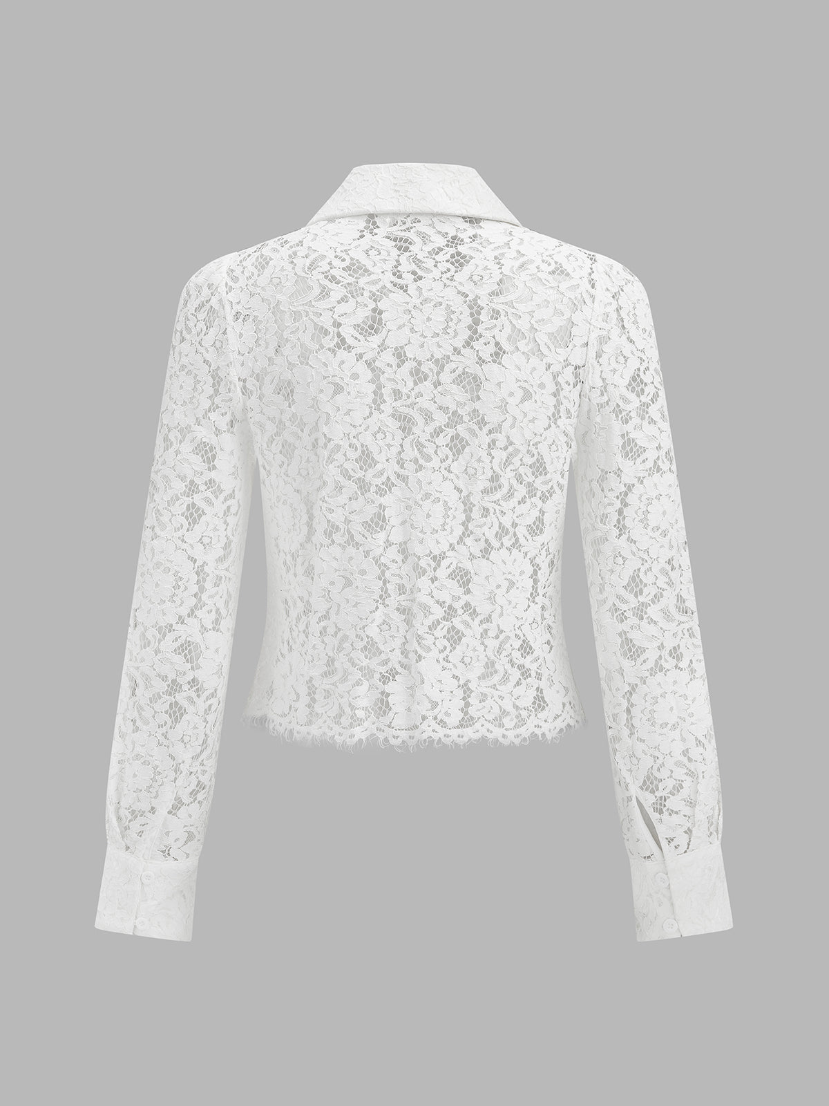 Semitransparente Floral Encaje Cropped botón Camisa