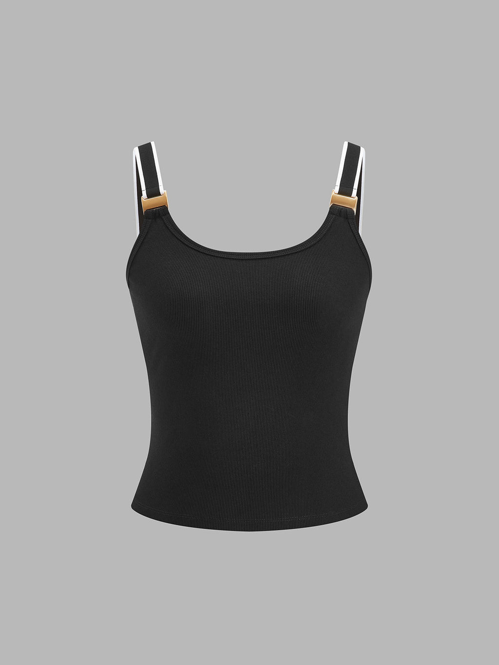 Metálico Hebilla Strap Ribbed Cami Top