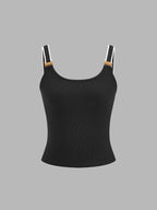 Metálico Hebilla Strap Ribbed Cami Top