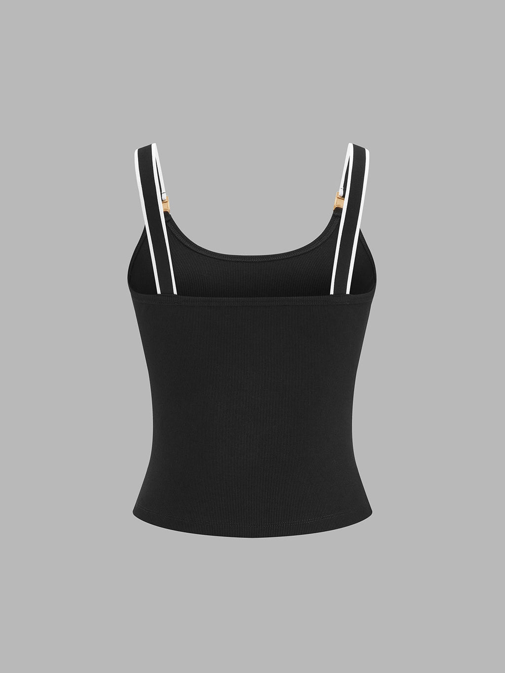 Metálico Hebilla Strap Ribbed Cami Top