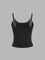 Metálico Hebilla Strap Ribbed Cami Top