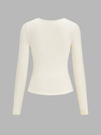 Asimétrico cuello Fruncido Warm Stretch Top