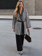 Houndstooth con Cinturón Punto Dos Piezas Set