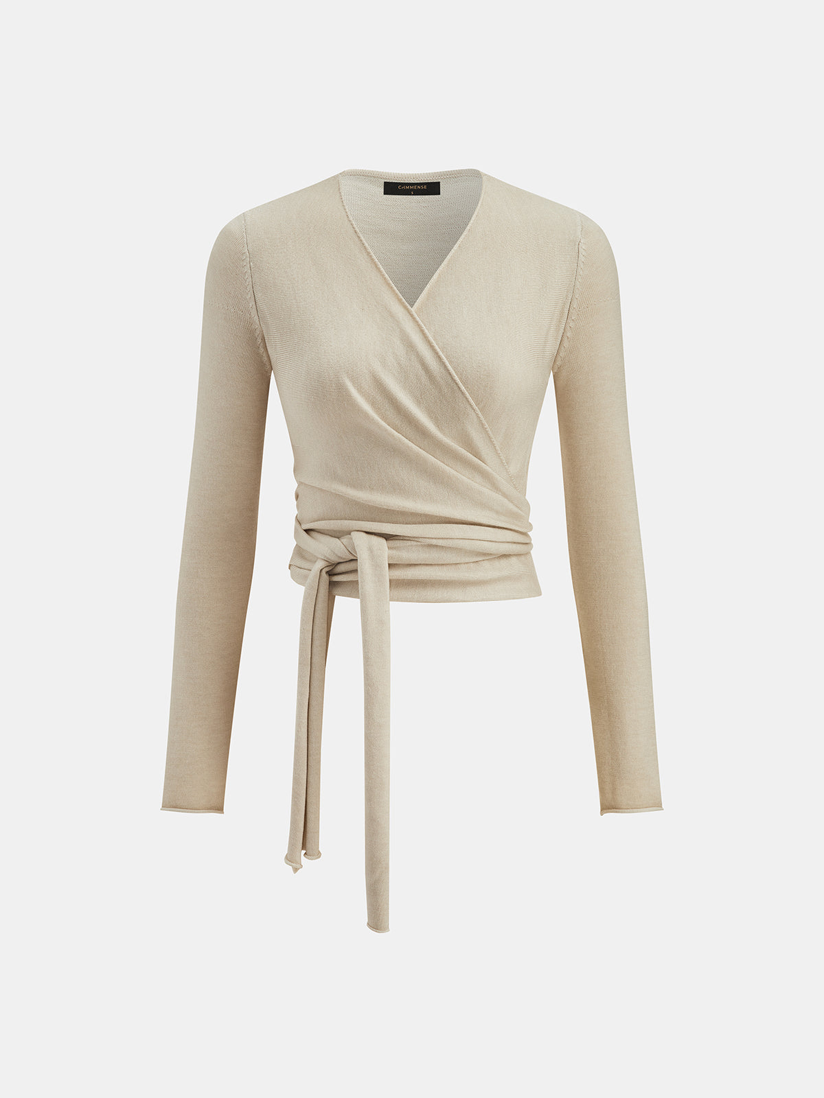 Cruzado Tie Mezcla de Lana Punto Top & midi Falda Set