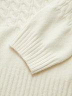 Fold-Over Mezcla de Lana Cable Punto jersey