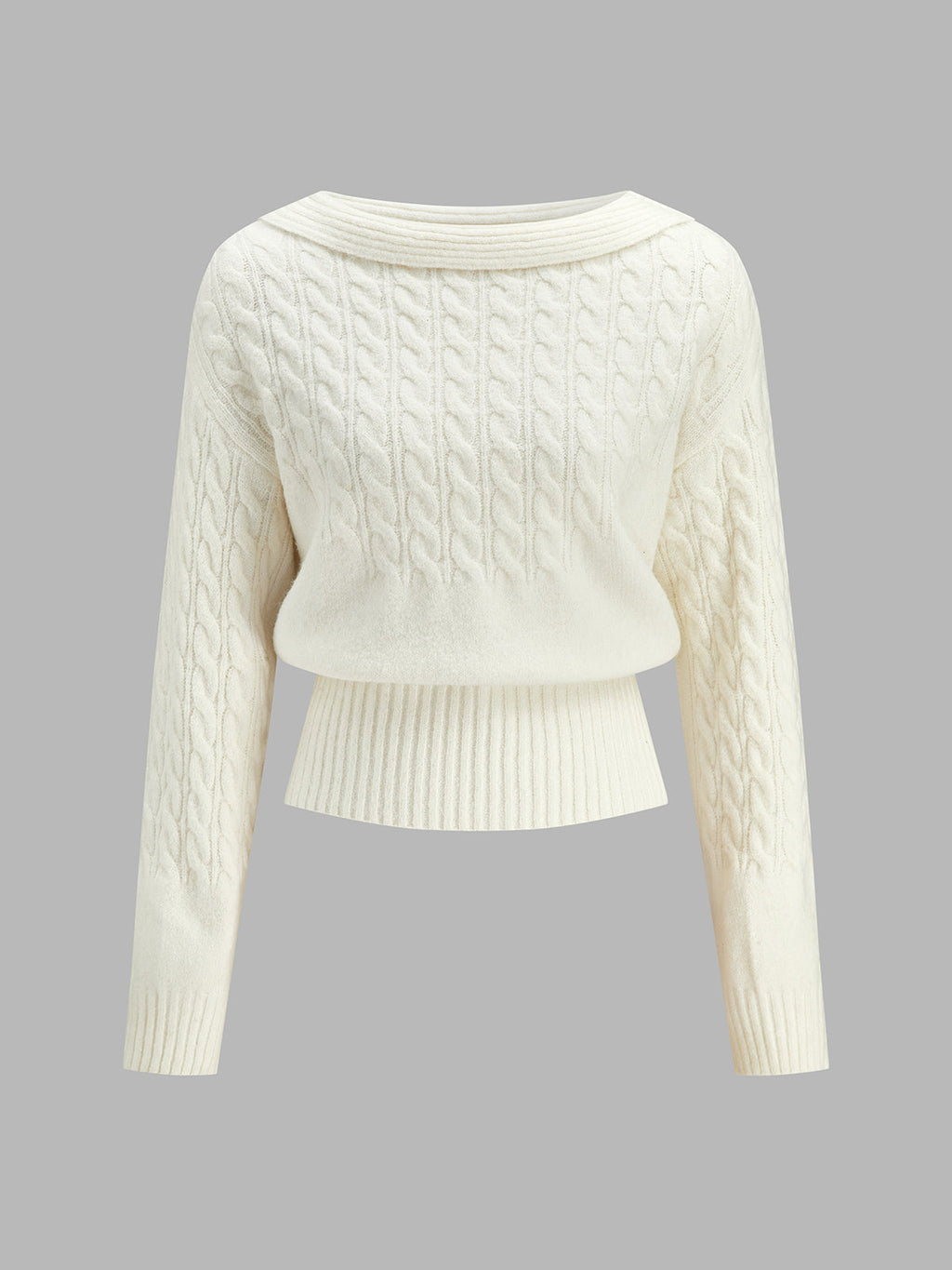 Fold-Over Mezcla de Lana Cable Punto jersey