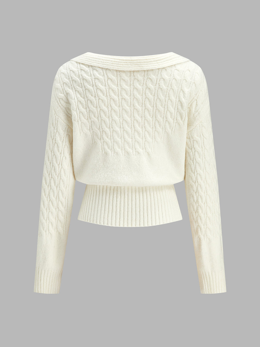 Fold-Over Mezcla de Lana Cable Punto jersey