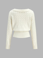 Fold-Over Mezcla de Lana Cable Punto jersey