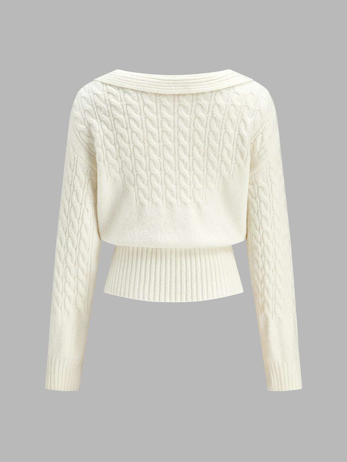 Fold-Over Mezcla de Lana Cable Punto jersey