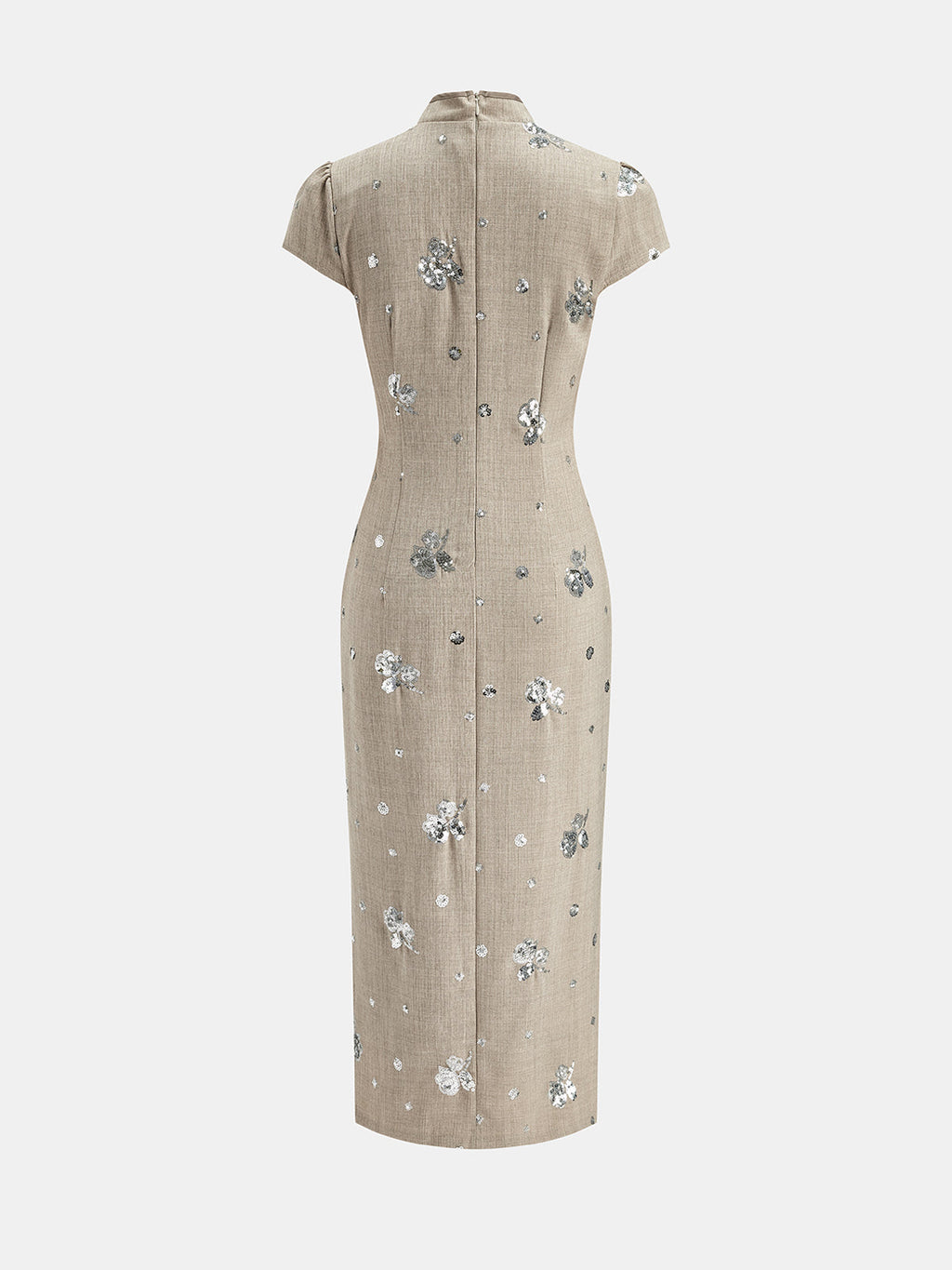 Lentejuelas Floral Cheongsam Vestido midi