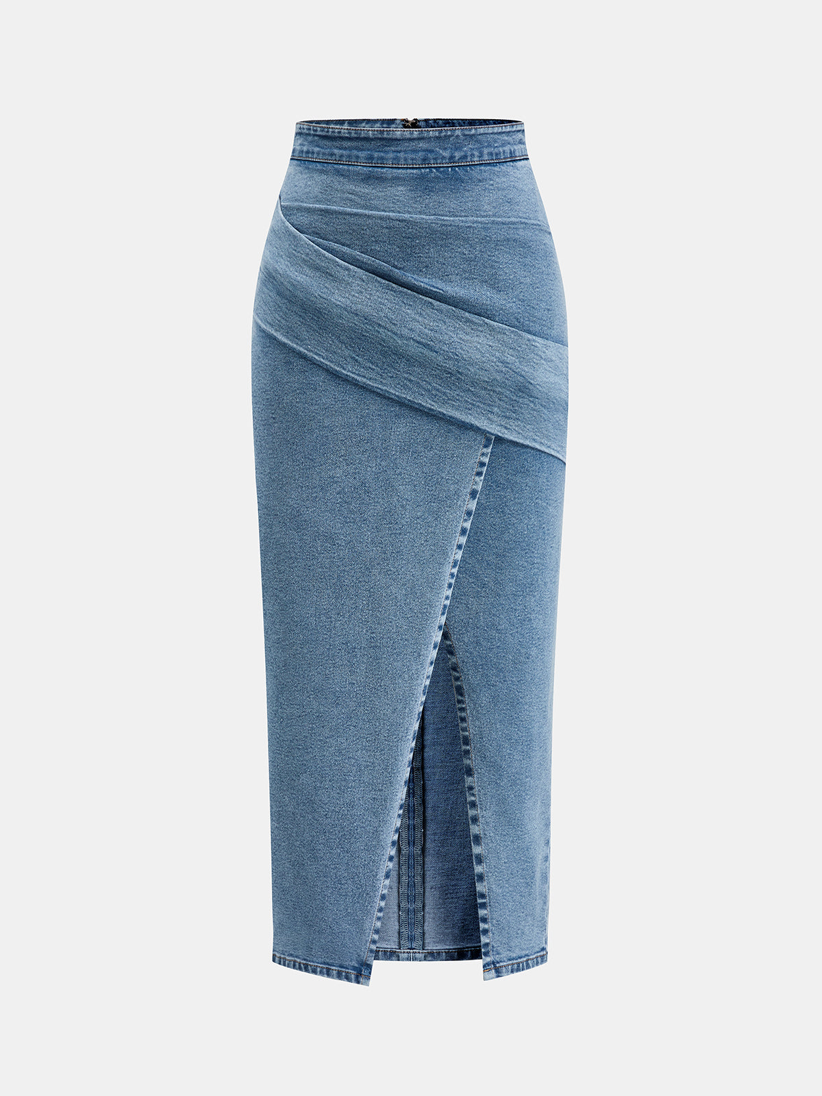 Cruzado-Abertura Frontal Denim midi Falda