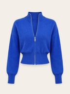 Zip-Up Manga Larga Punto Cárdigan