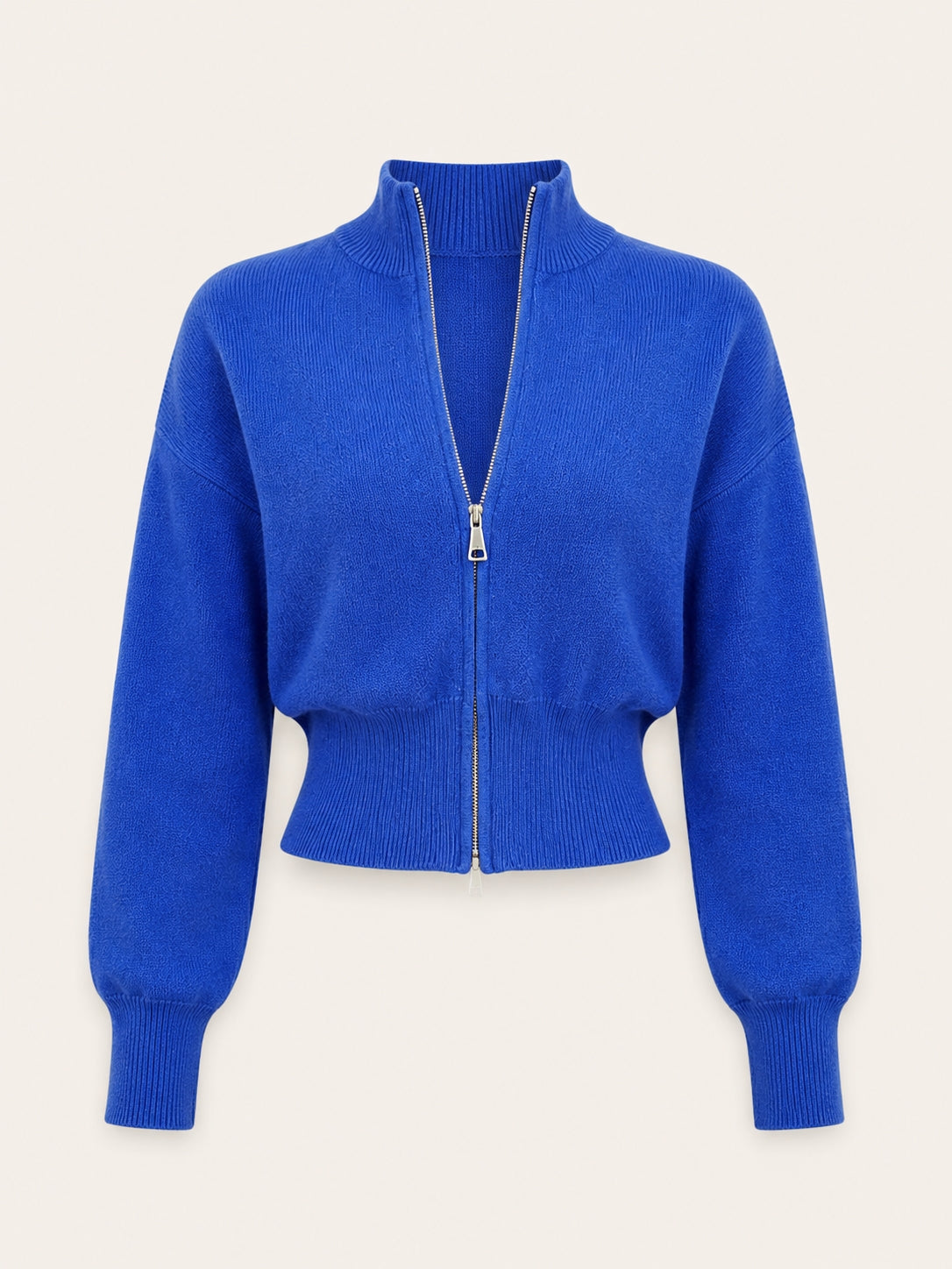 Zip-Up Manga Larga Punto Cárdigan