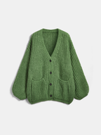 Chunky Punto Escote V Pocket Oversize Cárdigan