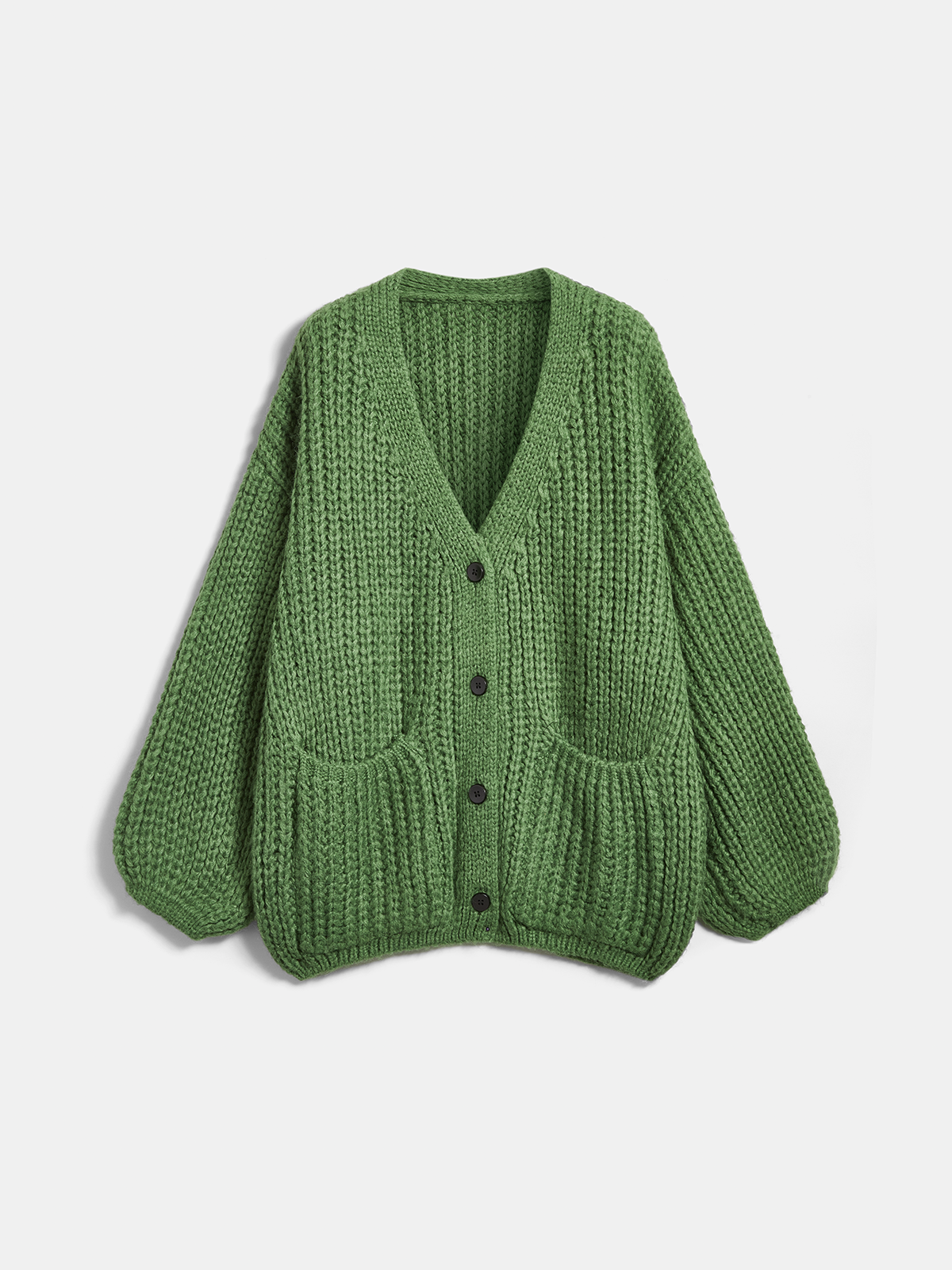 Chunky Punto Escote V Pocket Oversize Cárdigan