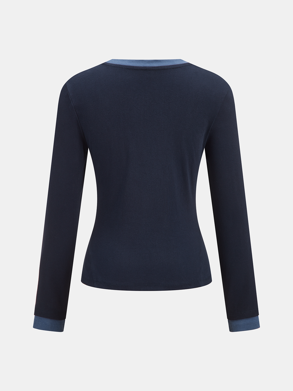Ribete en Contraste Seamed Manga Larga Top