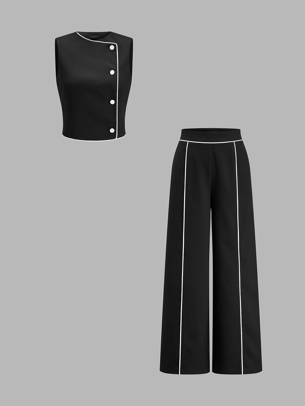 Contraste Piping Dos Piezas Pantalón Set