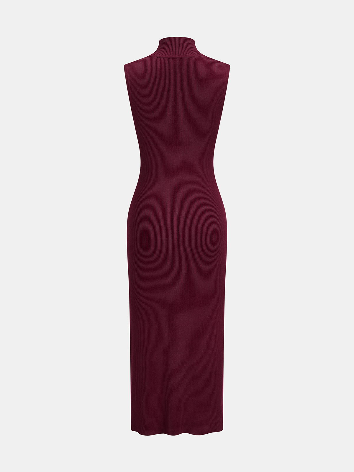 Cuello Alto Cutout Entallado Ribbed Punto Vestido