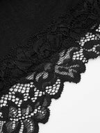 Surplice Fruncido Manga Larga Encaje-bajo Minivestido
