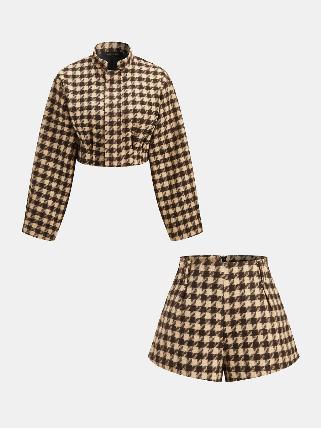 Houndstooth Cropped Chaqueta Shorts Co-ord Set