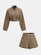 Houndstooth Cropped Chaqueta Shorts Co-ord Set