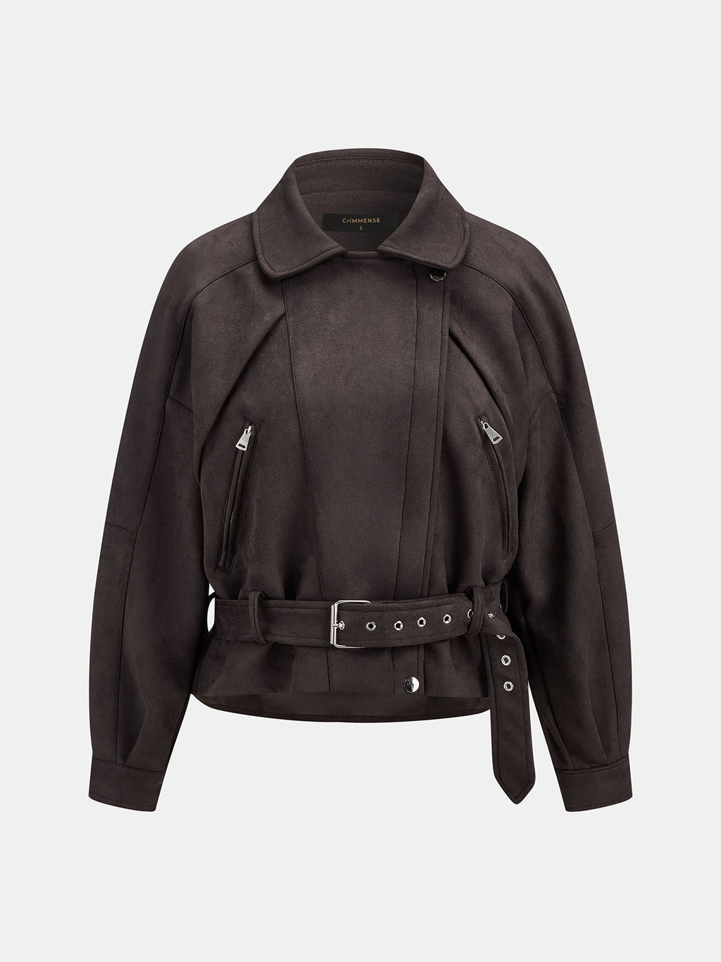 Faux-Ante con Cinturón Moto Biker Chaqueta