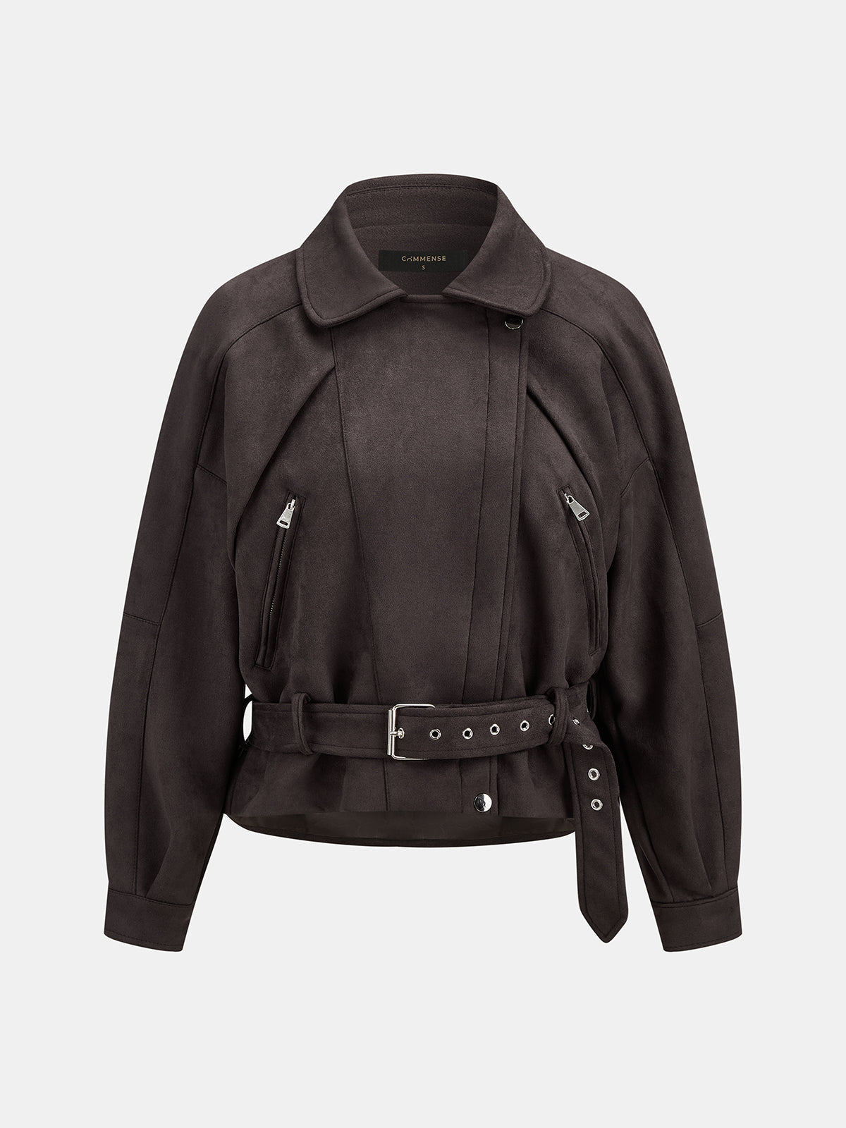Faux-Ante con Cinturón Moto Biker Chaqueta