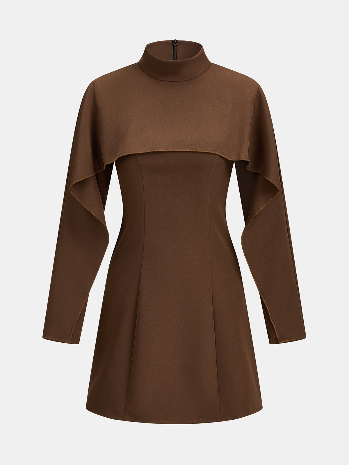 Alto cuello Capa-Volantes Corte A Vestido