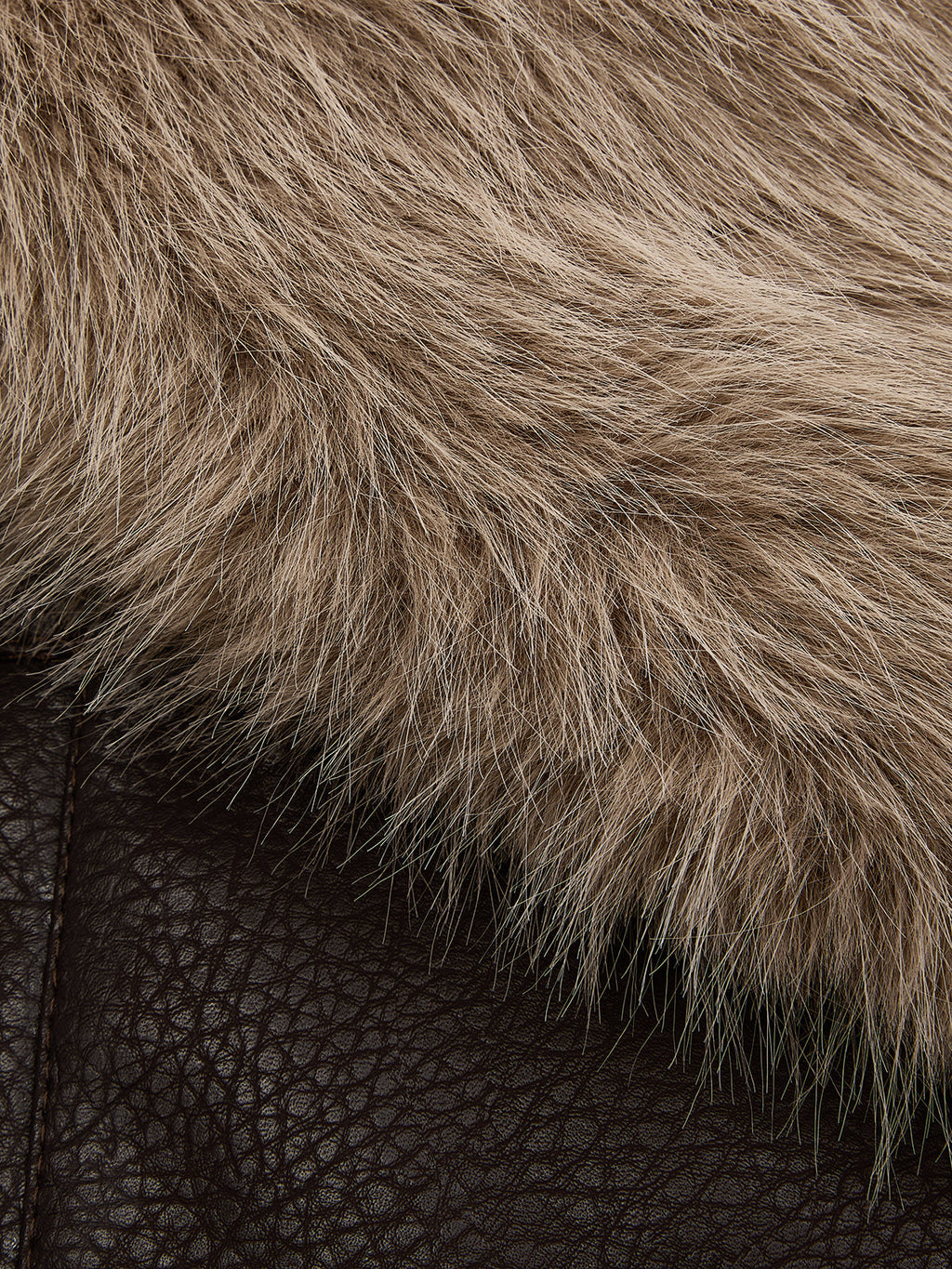 Large Faux-pelo cuello Efecto Piel Chaqueta