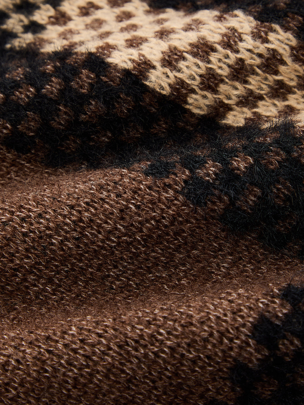 Cuadros Jacquard Zip-Up con Cuello Punto Chaqueta