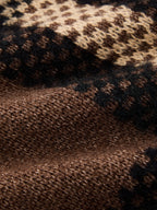 Cuadros Jacquard Zip-Up con Cuello Punto Chaqueta