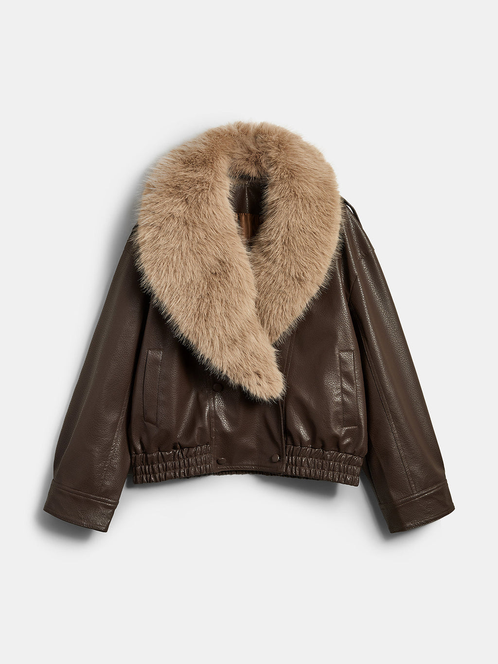 Large Faux-pelo cuello Efecto Piel Chaqueta