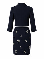 Pedrería Cropped Chaqueta Lápiz Falda Set