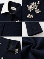 Pedrería Cropped Chaqueta Lápiz Falda Set