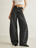 Con Cinturón Seam-Detalle Barrel Jeans